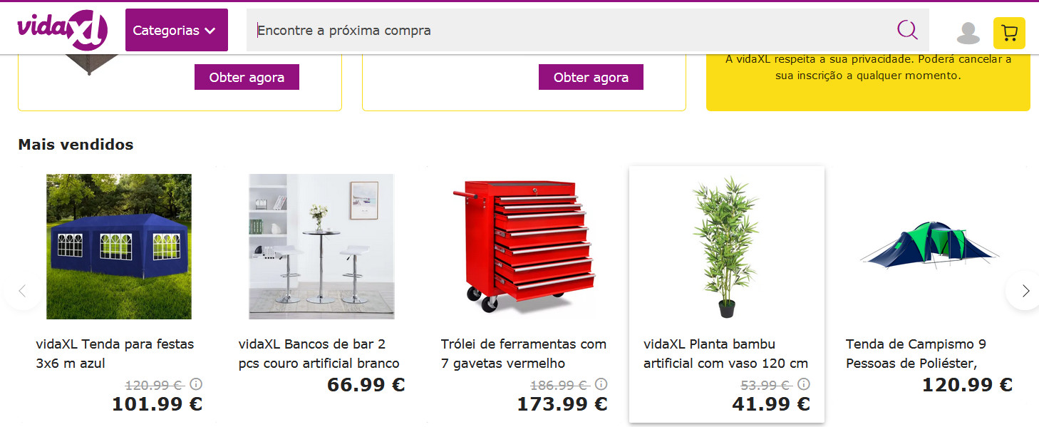 VidaXl - Produtos para casa e jardim em Páginas Web VidaXl - Produtos para casa e jardim